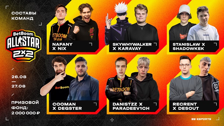 BetBoom стал титульным партнером турнира по CS:GO с призовым фондом 2 миллиона рублей! Участники – PRO-игроки и топовые стримеры BetBoom стал титульным партнером турнира по CS:GO с призовым фондом 2 миллиона рублей! Участники – PRO-игроки и топовые стримеры