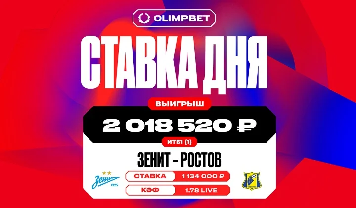 Волевая победа «Зенита» над «Ростовом» принесла клиенту OLIMPBET более 2 млн руб